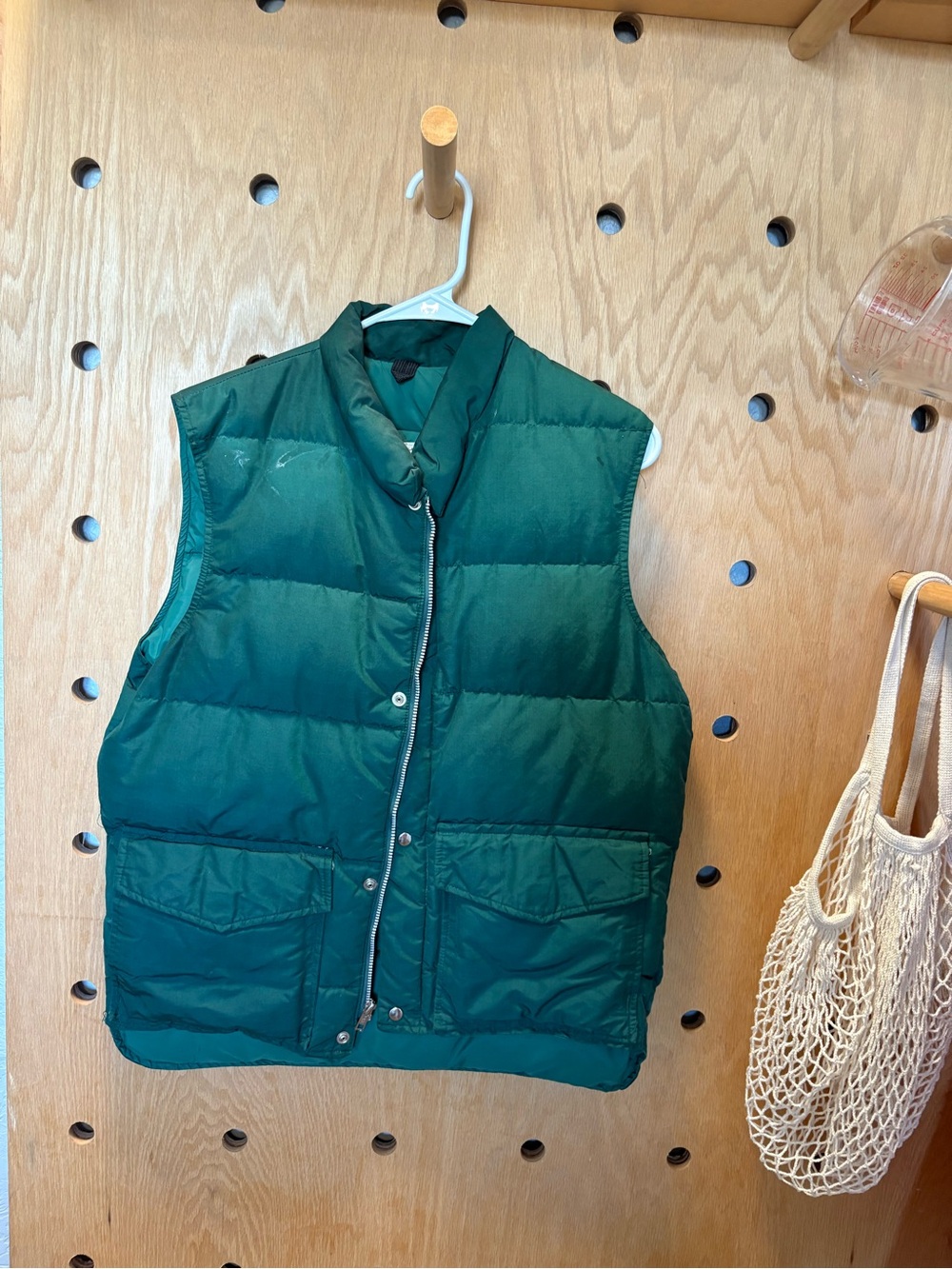 Vintage 1980s Woolrich Pin Green Puffy Down Puffer Vest